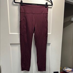 lululemon athletica Burgundy Leggings with pockets, 3/4 length